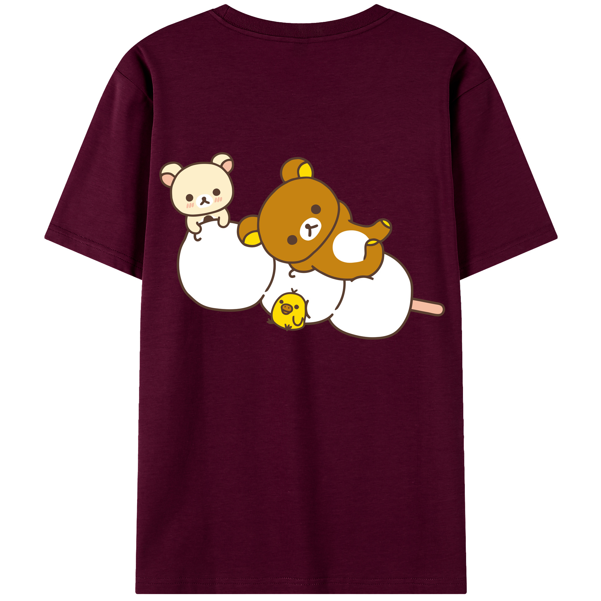 （画像用） リラックマ リラックマ キイロイトリ Rilakkuma Korilakkuma Kiiroitori レディース半袖Tシャツ(バックプリント)